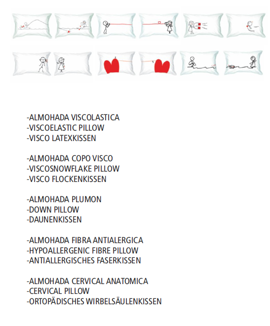 Ilustración de la carta de almohadas del hotel
